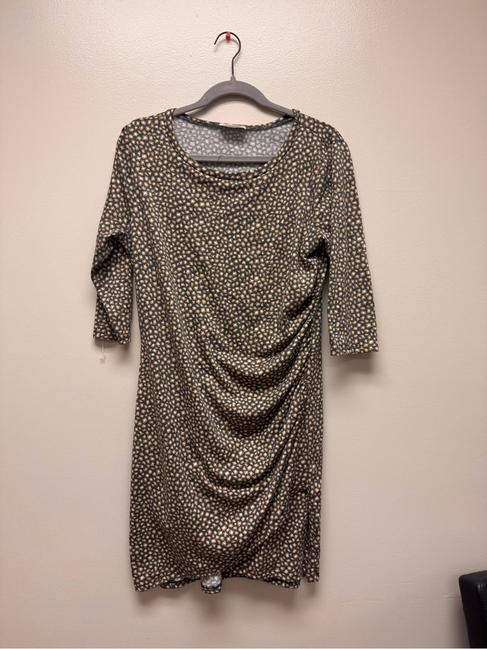 Women's Printed Ruched Sheath Dress - Black & Cream